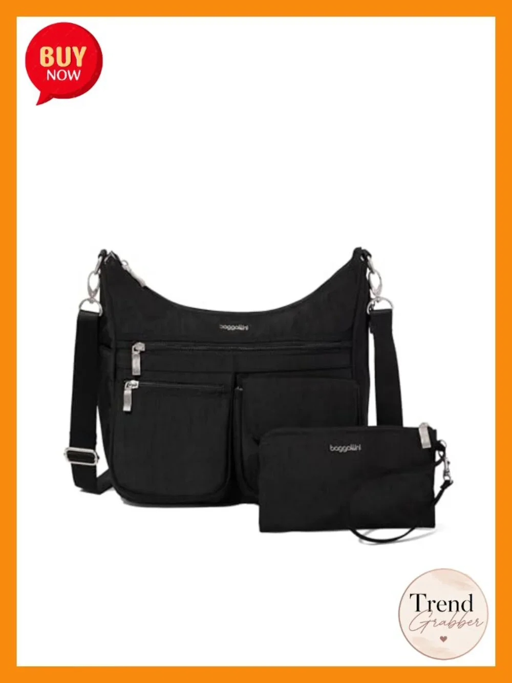 Nylon Crossbody Hobo Bag RFID Blocking EMF Pocket Lightweight Travel Purse